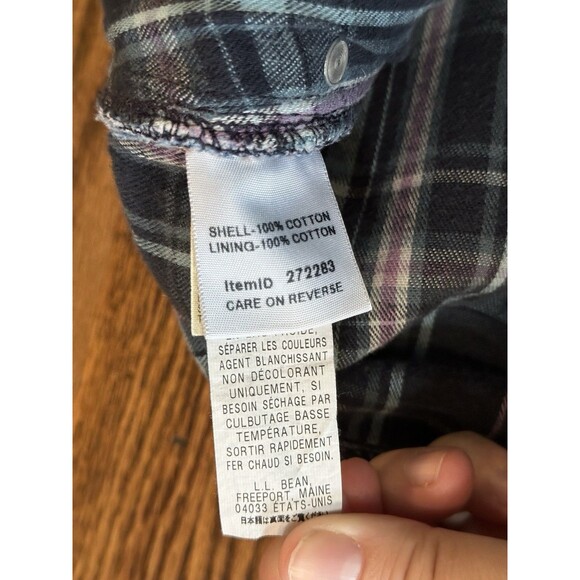 LL Bean Women’s Original Fit Plaid Flannel Lined Jeans Size 14 Petite Cotton EUC - Picture 6 of 12